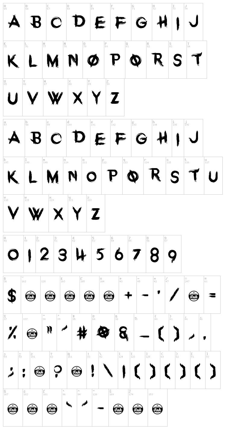Overdose Sunrise font map